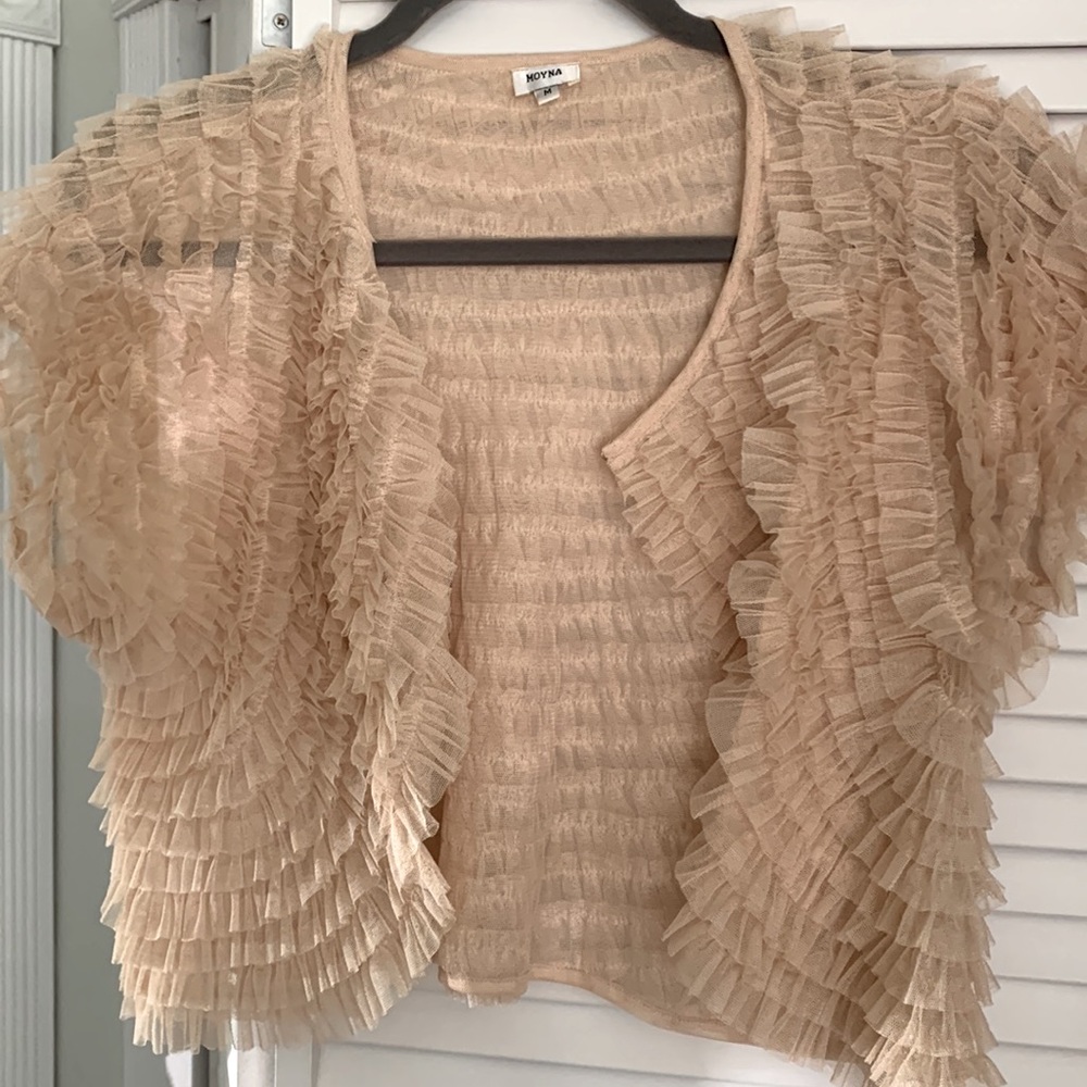 Anthropologie Moyna ruffles tulle shrug size M EUC